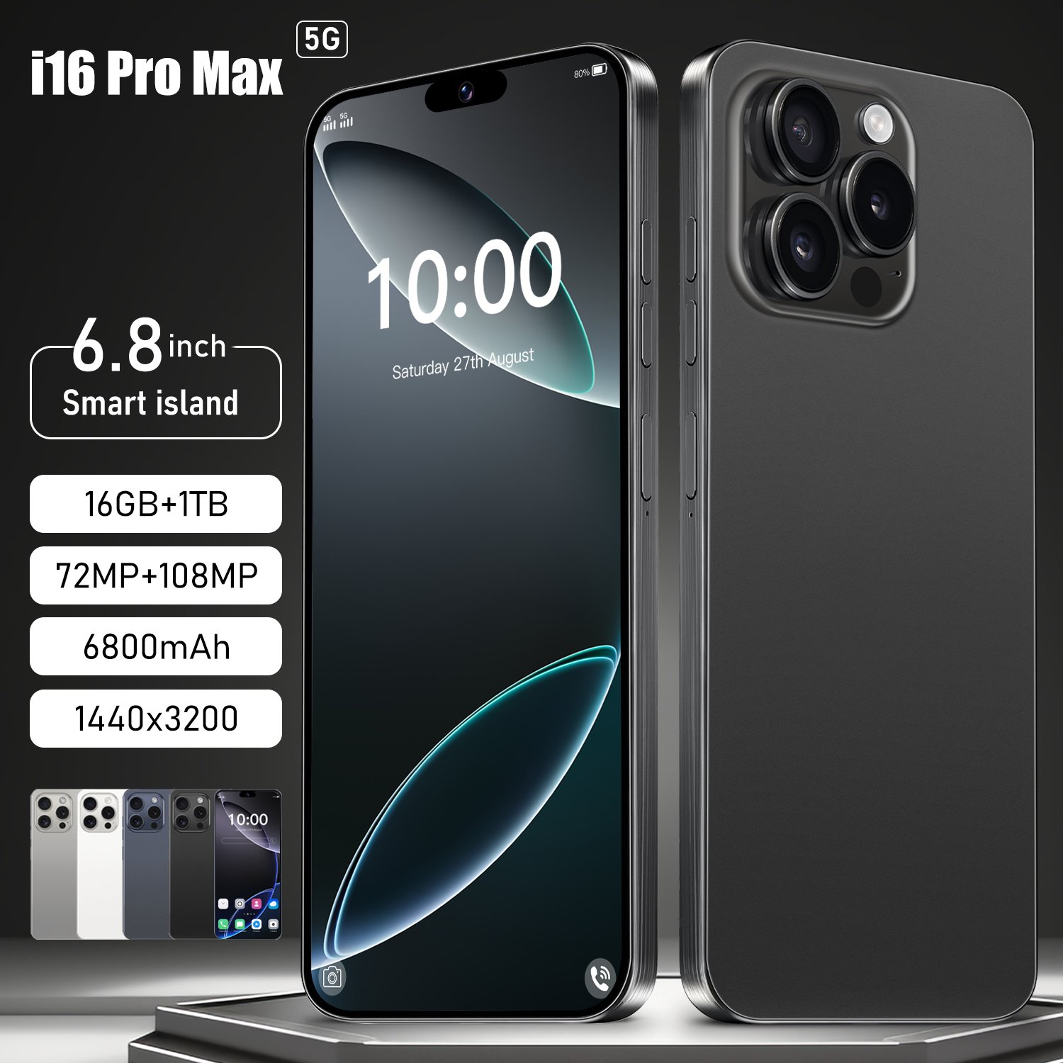 Original i16 phone 16 pro max 6.7 inch 12GB + 1TB dual card Android smartphone 8-core celulares 16 pro max unlocked mobile phone